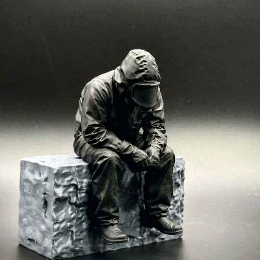 Sad Nuclear Radiation Worker Edge Sitter Figurine / Gift Figure
