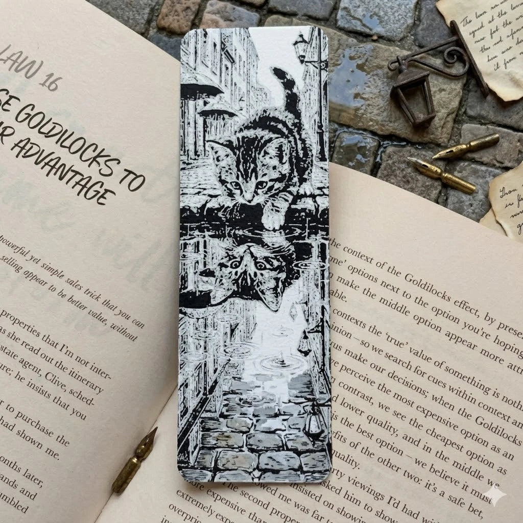 Cat Reflection Bookmark | Textured Novelty Bookmark | Unique Gift