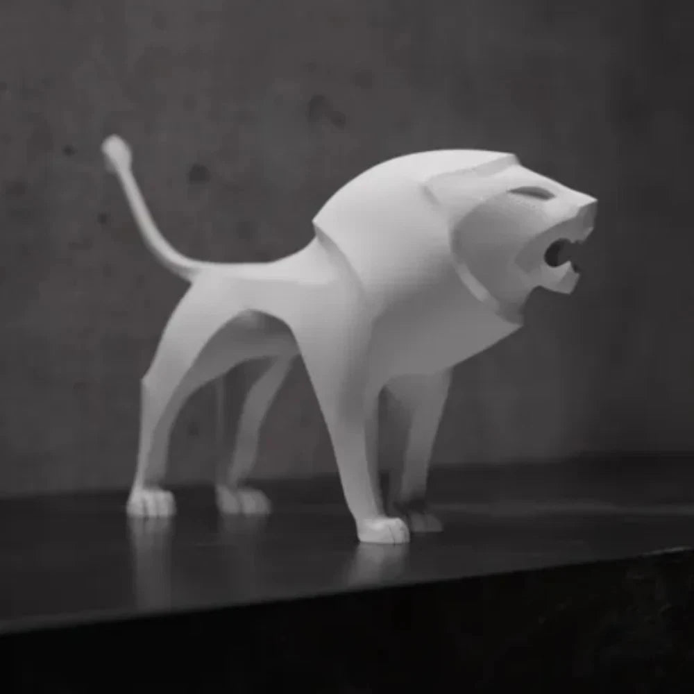 Minimalist Lion Sculpture - Modern Art Decor - Animal Home Decoration