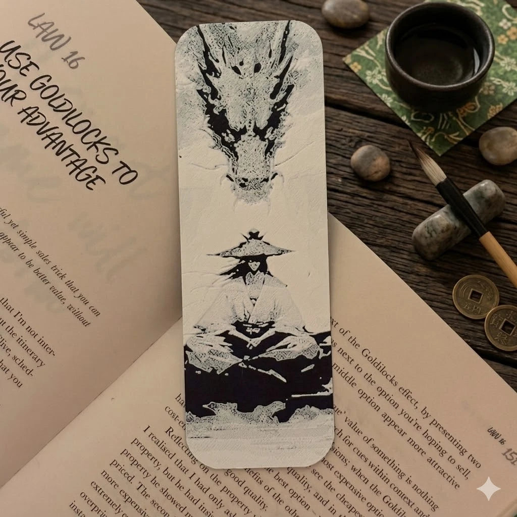 Dragon Samurai Bookmark | Textured Novelty Bookmark | Unique Gift