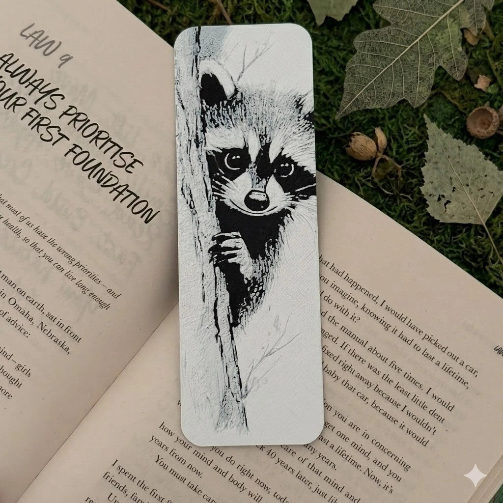 Racoon Bookmark | Textured Novelty Bookmark | Unique Gift