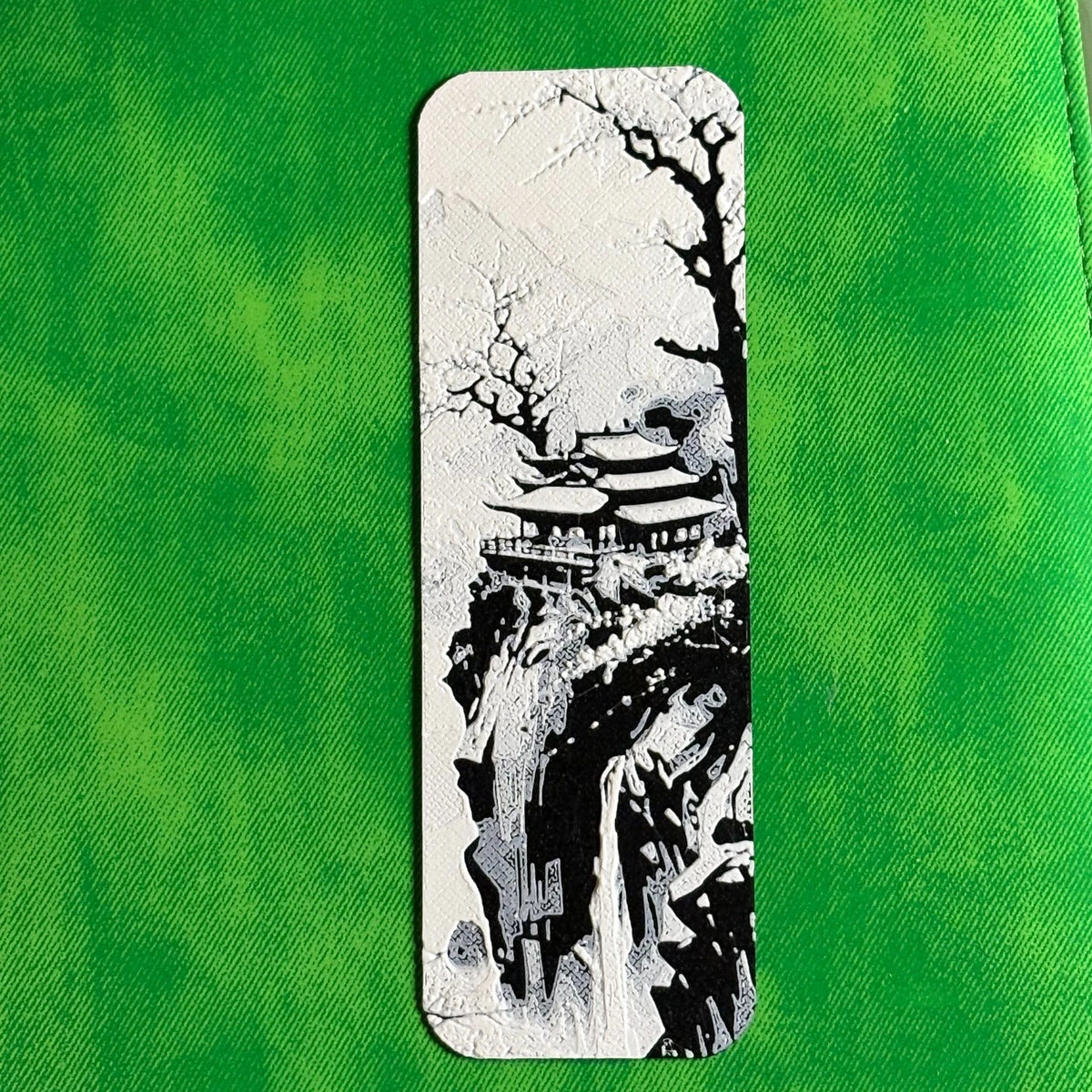 Japanese House on Cliff Bookmark | Textured Novelty Bookmark | Unique Gift