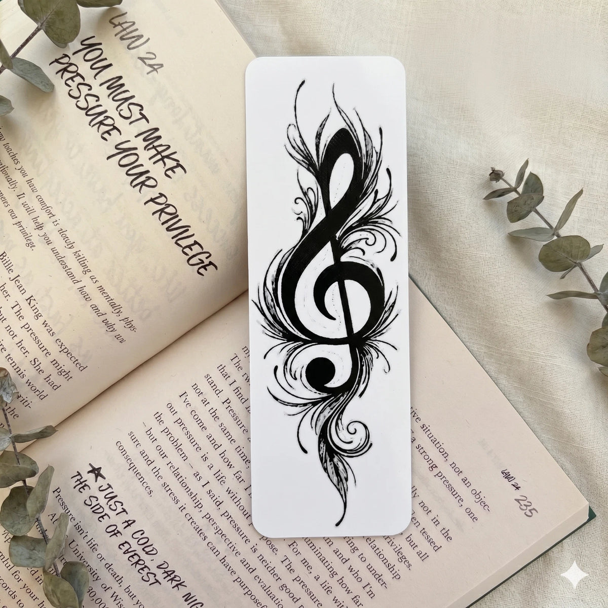 Treble-Clef Music Note Bookmark | Textured Novelty Bookmark | Unique Gift