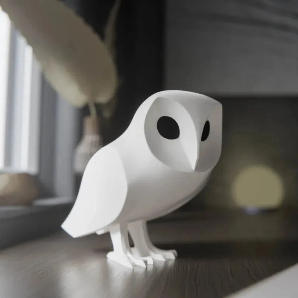 Minimalist Barn Owl Sculpture - Modern Art Decor - Animal Home Decoration