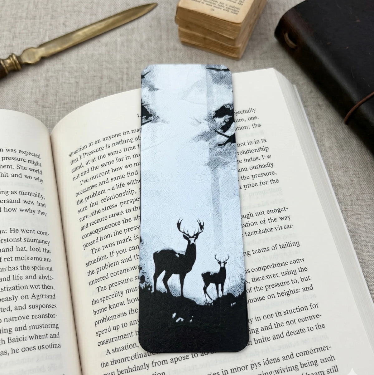 Deer in Forest Bookmark | Textured Novelty Bookmark | Unique Gift