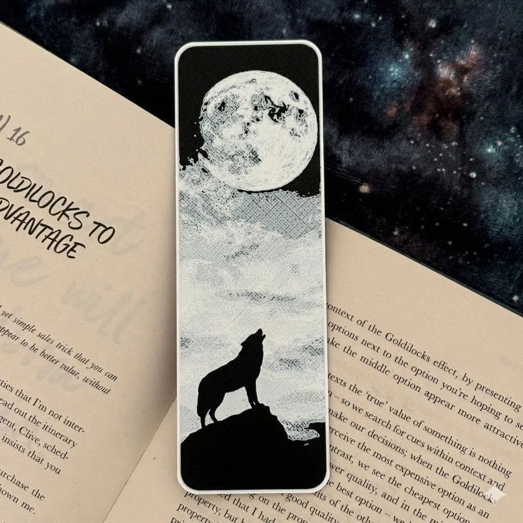 Howling Wolf Bookmark | Textured Novelty Bookmark | Unique Gift