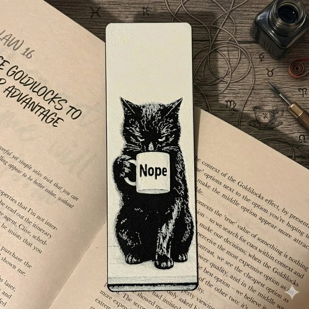 Nope Cat Bookmark | Textured Novelty Bookmark | Unique Gift