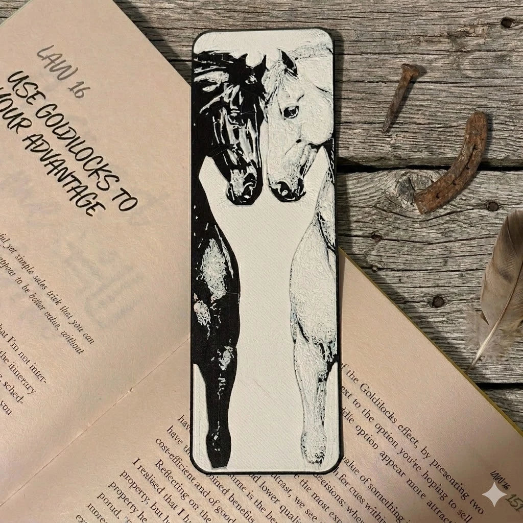 Horse Couple Bookmark | Textured Novelty Bookmark | Unique Gift