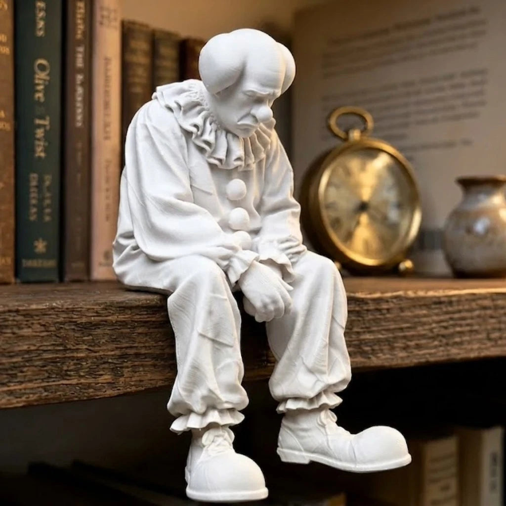 Sad Clown Edge Sitter Figurine / Funny Gift Figure / Home Decor
