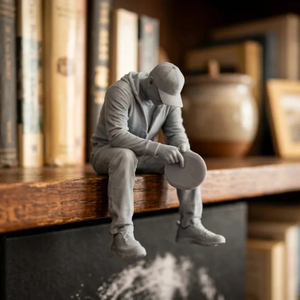 Sad Disc Golfer Edge Sitter figurine / Gift Figure