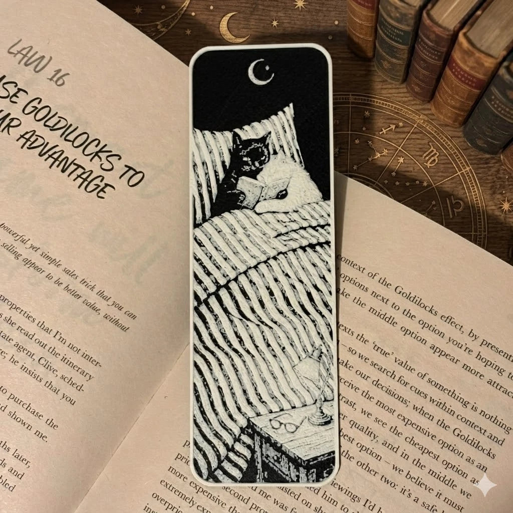 Cats in Bed Bookmark | Textured Novelty Bookmark | Unique Gift
