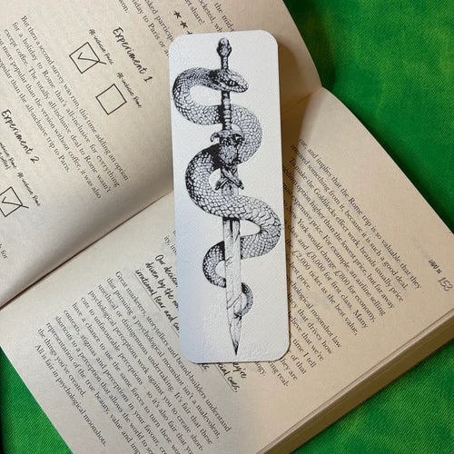 Snake and Dagger Bookmark | Textured Novelty Bookmark | Unique Gift