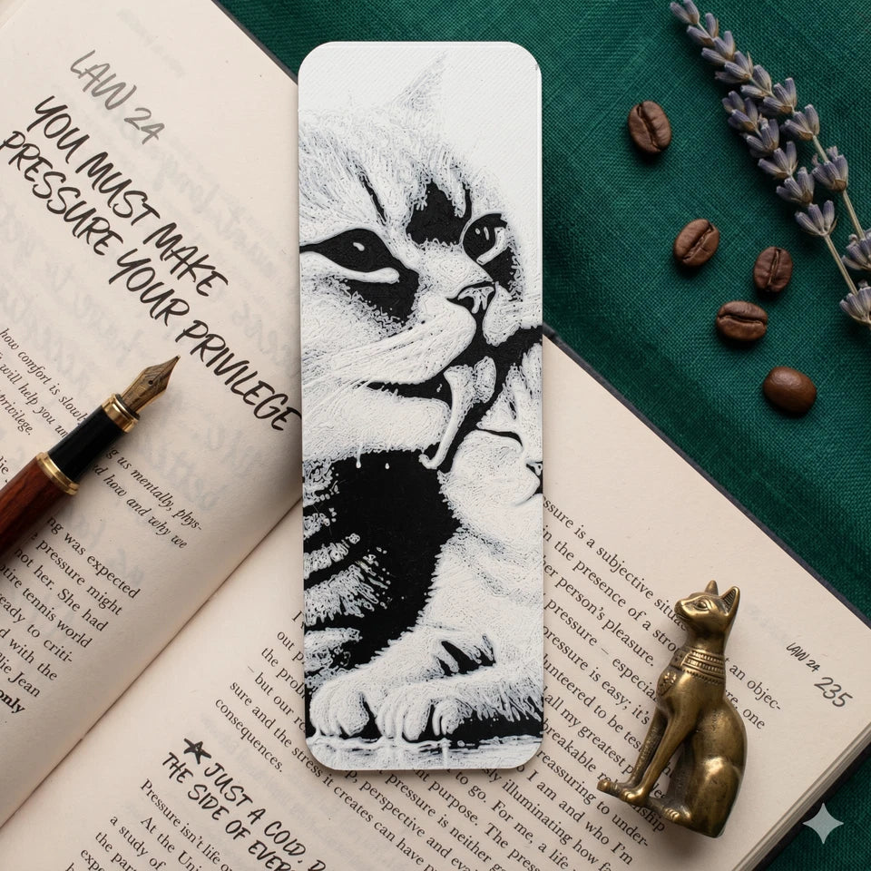 Cat & Kitten Bookmark | Textured Novelty Bookmark | Unique Gift