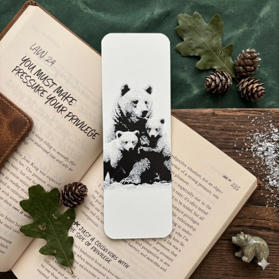 Mumma Bear & Cubs Bookmark | Textured Novelty Bookmark | Unique Gift